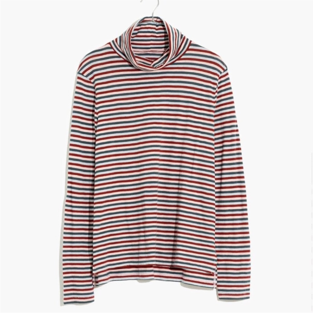 Madewell Whisper Cotton Turtleneck in Herrick Stripe E1